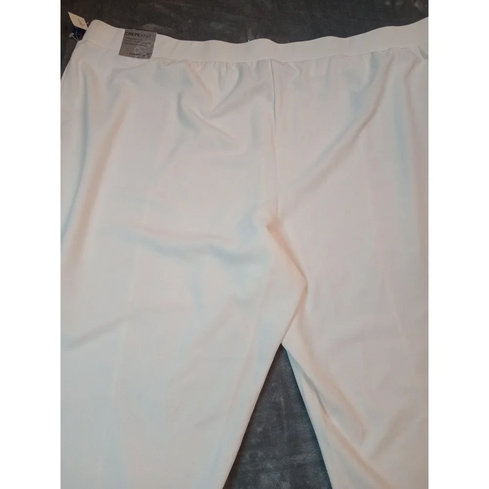 Catherines Crepe Knit Dress Pants 30/32 WP 4XWP White Pull On Ponte Stretch Crop
